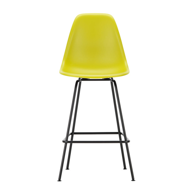 Vitra Eames Plastic Stool RE Medium Mustard Basic Dark Powdered Legs