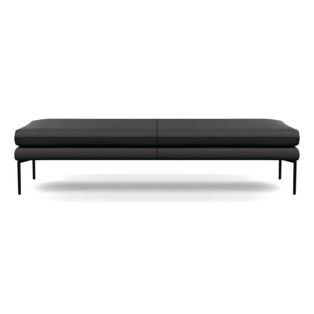 Heal's Matera Bench 180cm Leather Grain Graphite 063 Black Feet