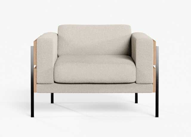 Case Forum Lounge Chair Oak Boucle Chalk
