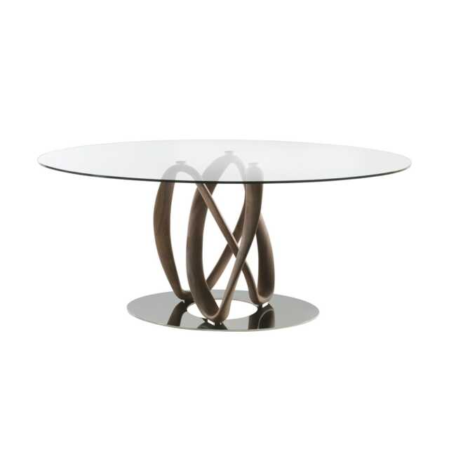 Porada Infinity Elliptical Dining Table, Canaletta Walnut - image 1