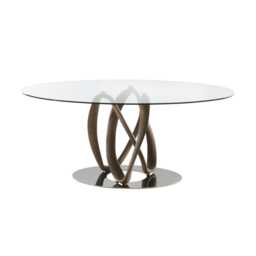 Porada Infinity Elliptical Dining Table, Canaletta Walnut - thumbnail 1