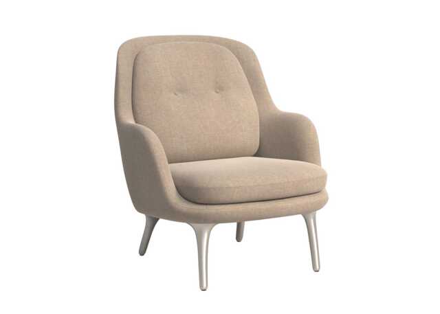 Fritz Hansen Fri Lounge Chair Beige Fabric Aluminium Legs