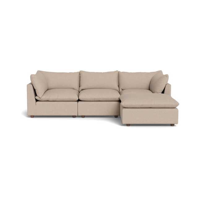 Heal's Astrid Right Hand Facing Corner Sofa Boucle Tweed Pearl Walnut Stained Beech Feet