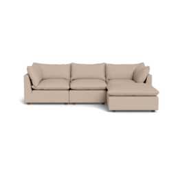 Heal's Astrid Right Hand Facing Corner Sofa Boucle Tweed Pearl Walnut Stained Beech Feet