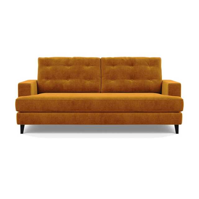Heal's Mistral 3 Seater Sofa Smart Luxe Velvet Cognac Black Feet