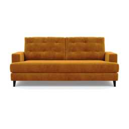 Heal's Mistral 3 Seater Sofa Smart Luxe Velvet Cognac Black Feet