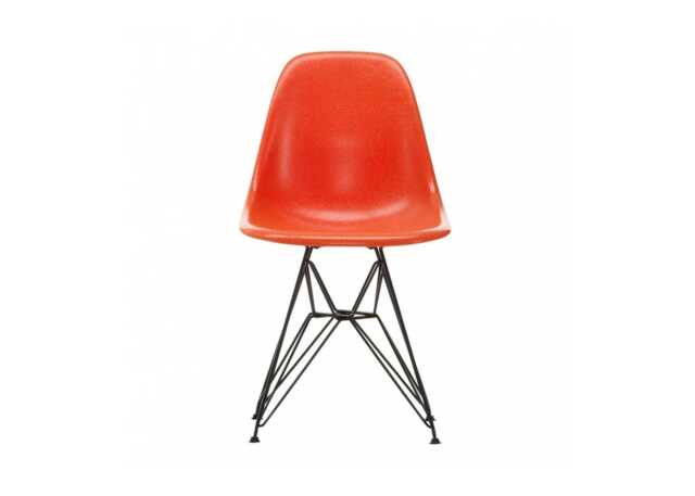 Vitra Eames Fibreglass Chair DSR Eames Red Orange 30 Basic Dark Powder Coated Base 05 Glides