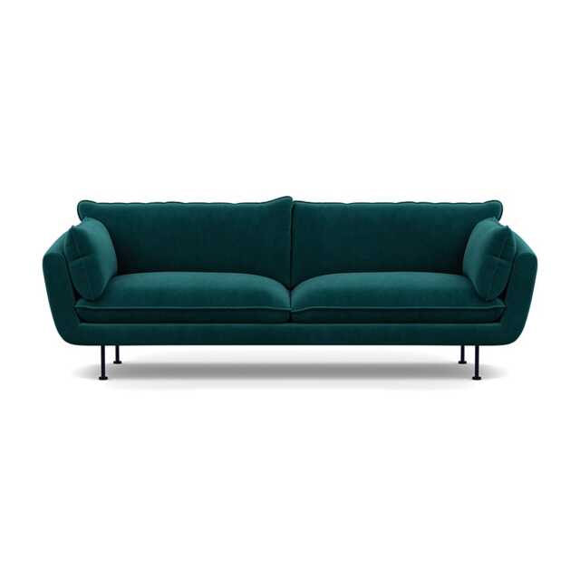 Heal's Allora 4 Seater Sofa Smart Luxe Velvet Ocean Black Feet