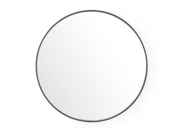 Wireworks Glance Round Wooden Mirror Dark Oak 66cm
