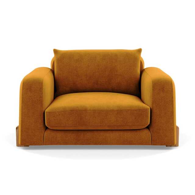 Heal's Nuvola Loveseat Smart Luxe Velvet Cognac Natural Oak Feet