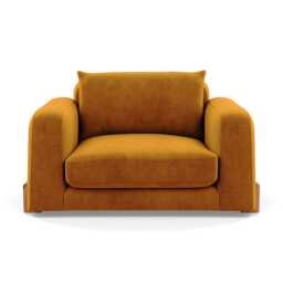 Heal's Nuvola Loveseat Smart Luxe Velvet Cognac Natural Oak Feet
