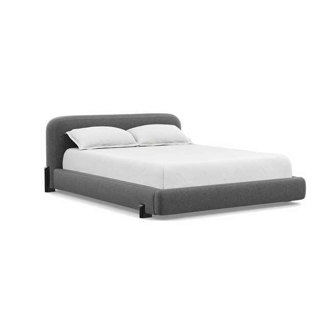 Heal's Nuvola Super King Bed Melton Wool Granite Black Painted Feet
