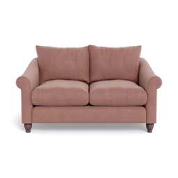 Heal's Devon 2 Seater Smart Luxe Velvet Dusky Pink Walnut Stained Beech Feet
