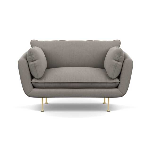 Heal's Allora Loveseat Broad Weave Pebble Brass Feet
