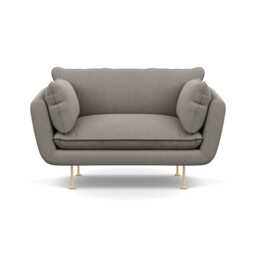 Heal's Allora Loveseat Broad Weave Pebble Brass Feet