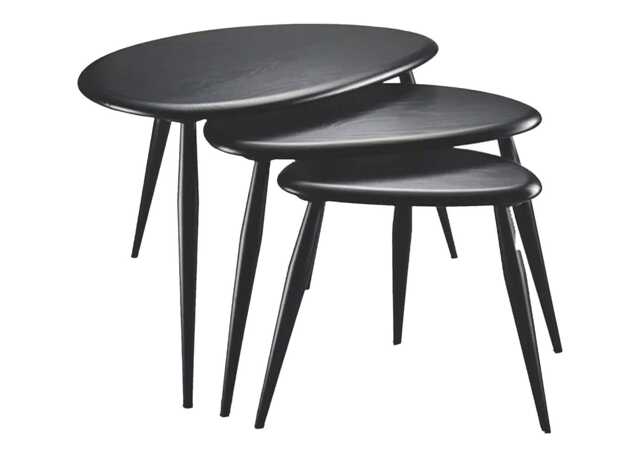 Ercol Pebble Nest of Coffee Tables in Black Ash