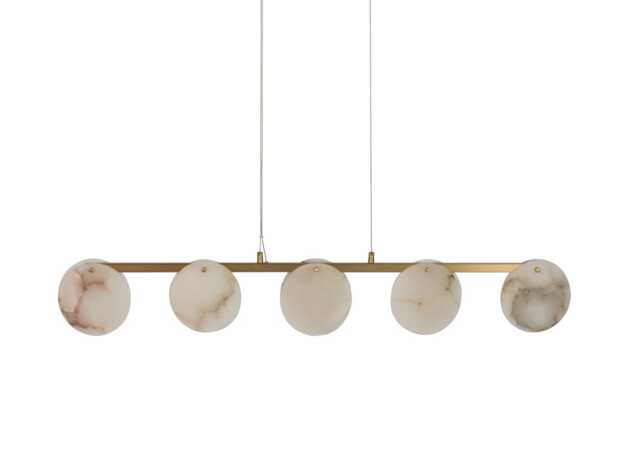 Heal's Ebro Alabaster Long 5 Light Pendant Brushed Gold