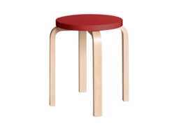 Stool E60 Natural Lacquered Birch Red Lacquered