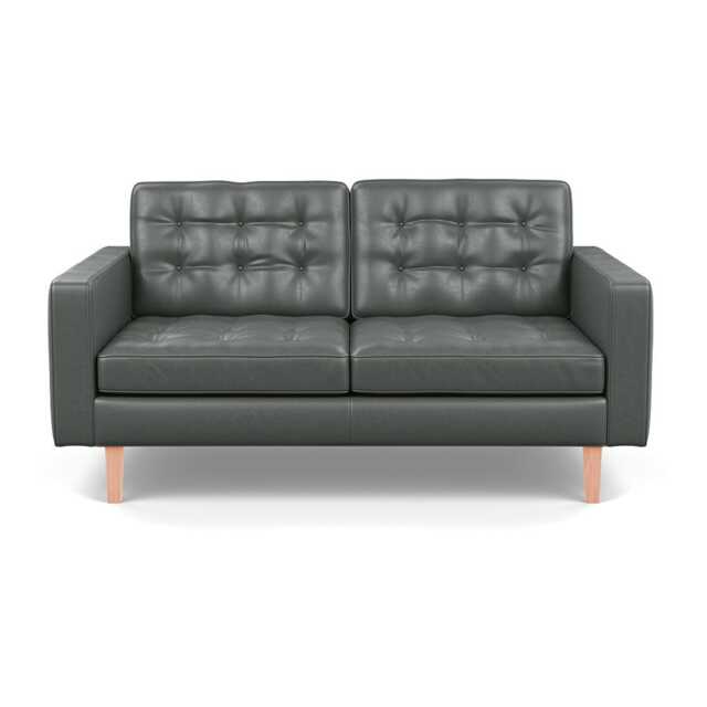 Heal's Hepburn 2 Seater Daino Leather Steel Natural Feet