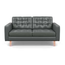 Heal's Hepburn 2 Seater Daino Leather Steel Natural Feet