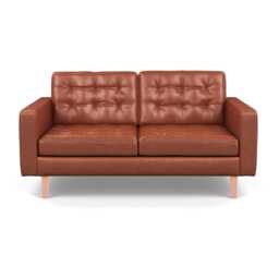 Heal's Hepburn 2 Seater Stonewash Leather Light Brown 274 Walnut Feet