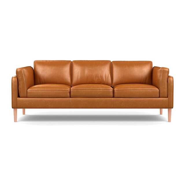 Heal's Sonno 4 Str Sofa Stonewash Leather Toffee 277 Natural Feet - image 1