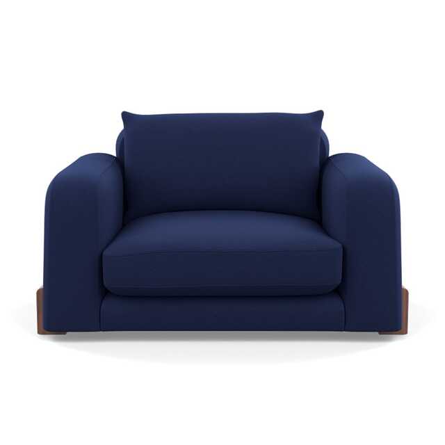 Heal's Nuvola Loveseat Melton Wool New Navy Walnut Stained Feet