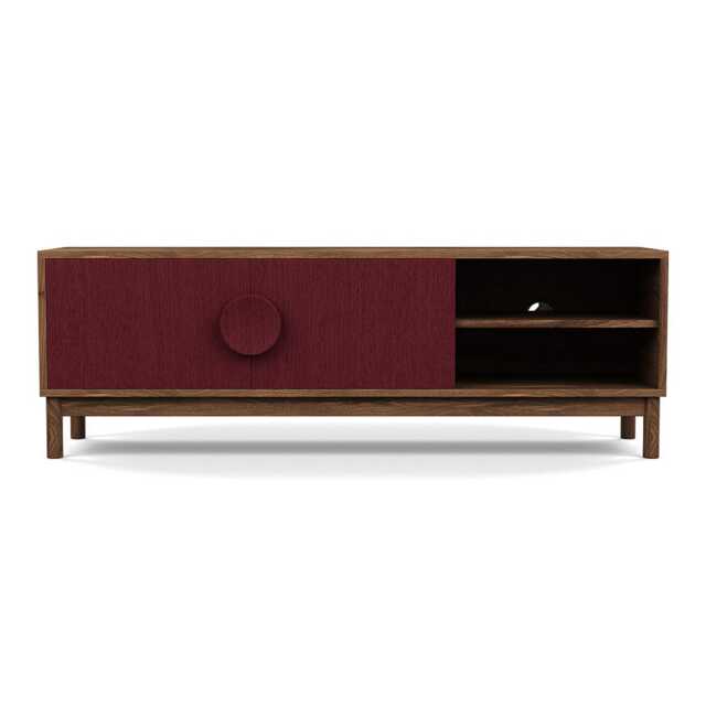 Heal's Tinta AV Unit Walnut Frame Red Stain Doors
