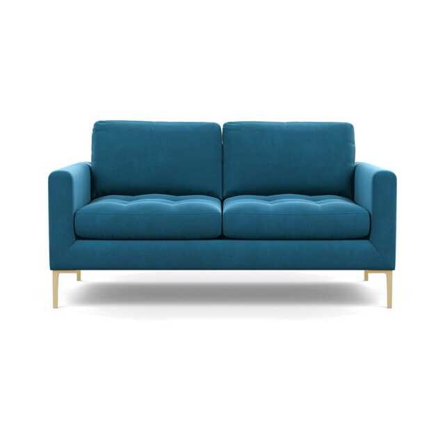 Heal's Eton 2 Seater Sofa Smart Velvet Ocean Brass Feet