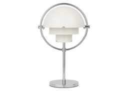 Gubi Multi-Lite Portable Table Lamp Chrome/White Semi Matt