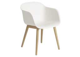 Muuto Fiber Armchair Wood Base Normal Shell Natural White/Oak - thumbnail 1