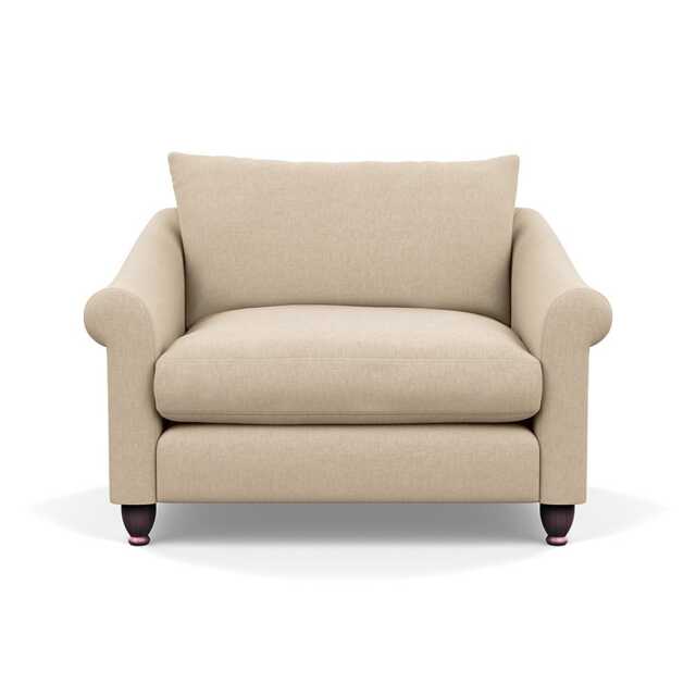 Heal's Devon Loveseat Brushed Cotton Oat Walnut Stained Feet - image 1