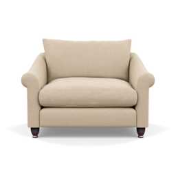 Heal's Devon Loveseat Brushed Cotton Oat Walnut Stained Feet