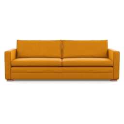 Heal's Palermo 5 Seater Sofa Nobilis Velvet Mustard Brass and Walnut Feet