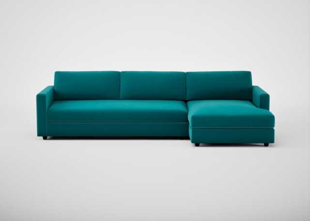 Heal's Heal's Nimbus II RHF 4 Str Corner Chaise Smart Velvet Petrol Black Feet
