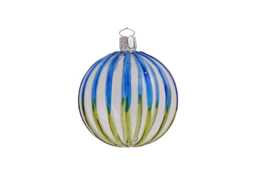 Thie Glass Stripe Bauble 8cm Blue/Green