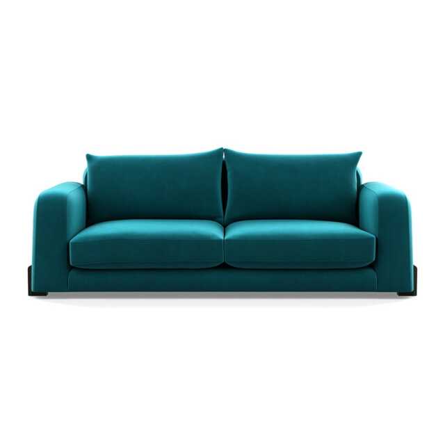 Heal's Nuvola 4 Seater Sofa Smart Velvet Petrol Black Beech Feet