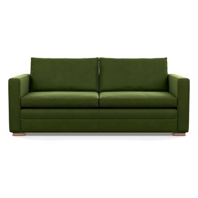 Heal's Palermo 3 Seater Sofa Nobilis Velvet Leaf Brass and Walnut Feet