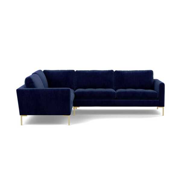 Heal's Eton Left Hand Facing Corner Sofa Smart Luxe Velvet Midnight Brass Feet