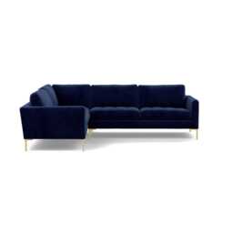 Heal's Eton Left Hand Facing Corner Sofa Smart Luxe Velvet Midnight Brass Feet