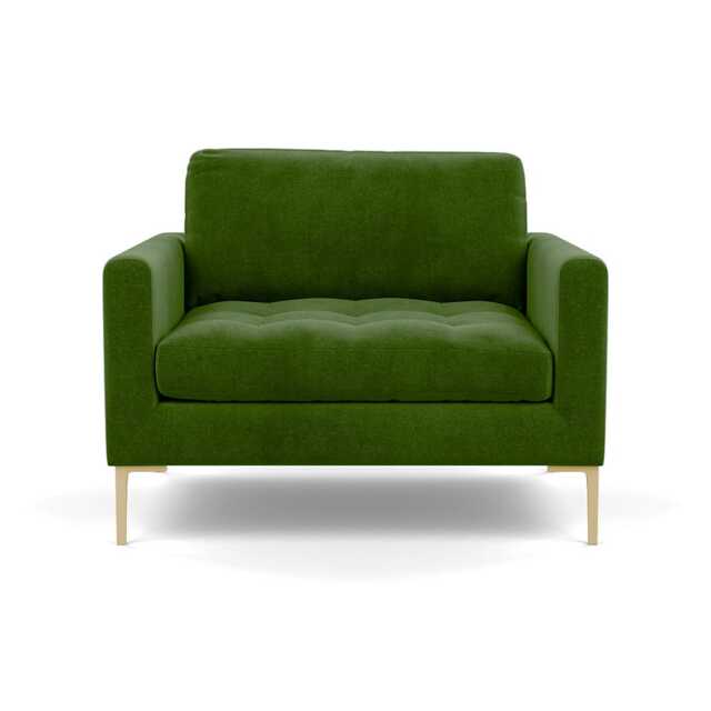 Heal's Eton Loveseat Smart Luxe Velvet Grass Brass Feet