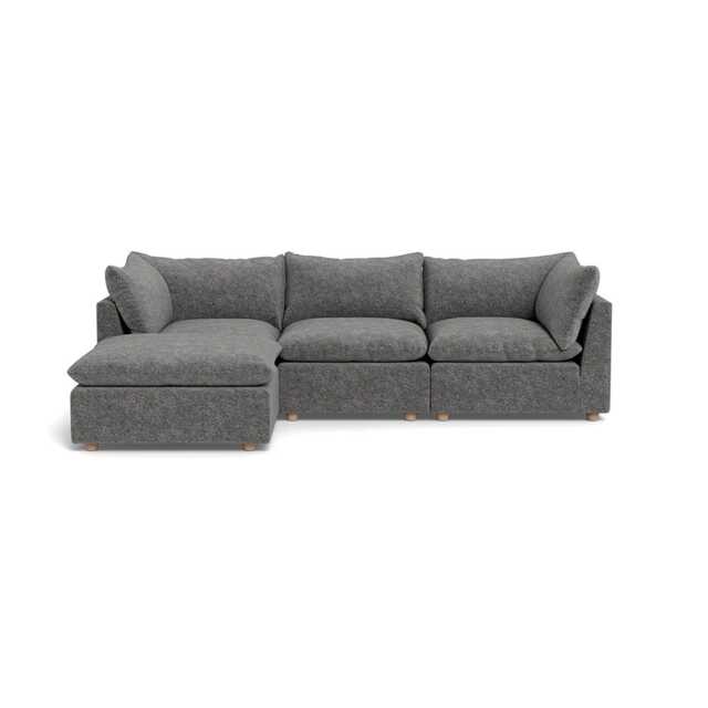 Heal's Astrid Left Hand Facing Corner Sofa Melton Wool Shale Natural Beech Feet