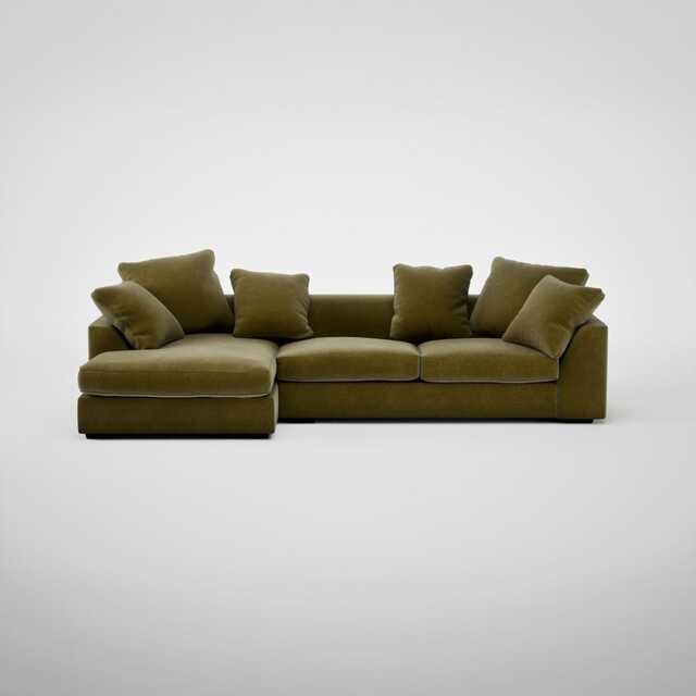 Heal's Cumulus Left Hand Facing Corner Sofa Smart Luxe Velvet Peridot Black Feet