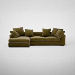 Heal's Cumulus Left Hand Facing Corner Sofa Smart Luxe Velvet Peridot Black Feet