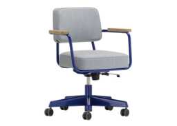Vitra Fauteuil Direction Pivotant Blue Base Tress Ice Grey Melange - thumbnail 2