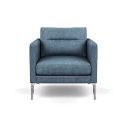 Heal's Altamura Armchair Old England Leather Blue Stainless Steel Feet