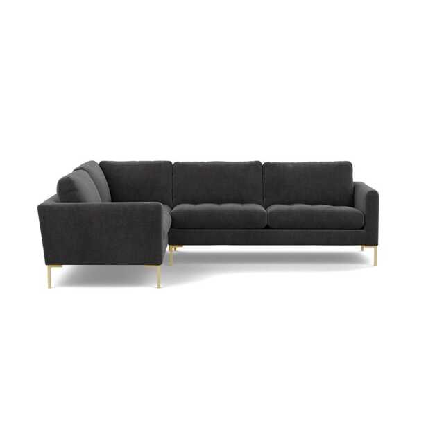 Heal's Eton Left Hand Facing Corner Sofa Smart Luxe Velvet Nickel Brass Feet