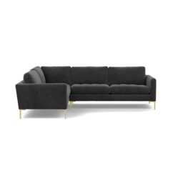Heal's Eton Left Hand Facing Corner Sofa Smart Luxe Velvet Nickel Brass Feet