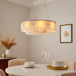 8-Light Tiered Chandelier Alabaster-Look 62cm - thumbnail 3