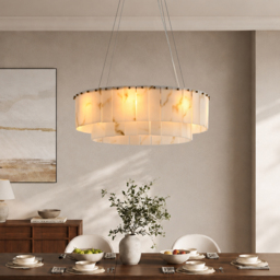 8-Light Tiered Chandelier Alabaster-Look 62cm - thumbnail 2